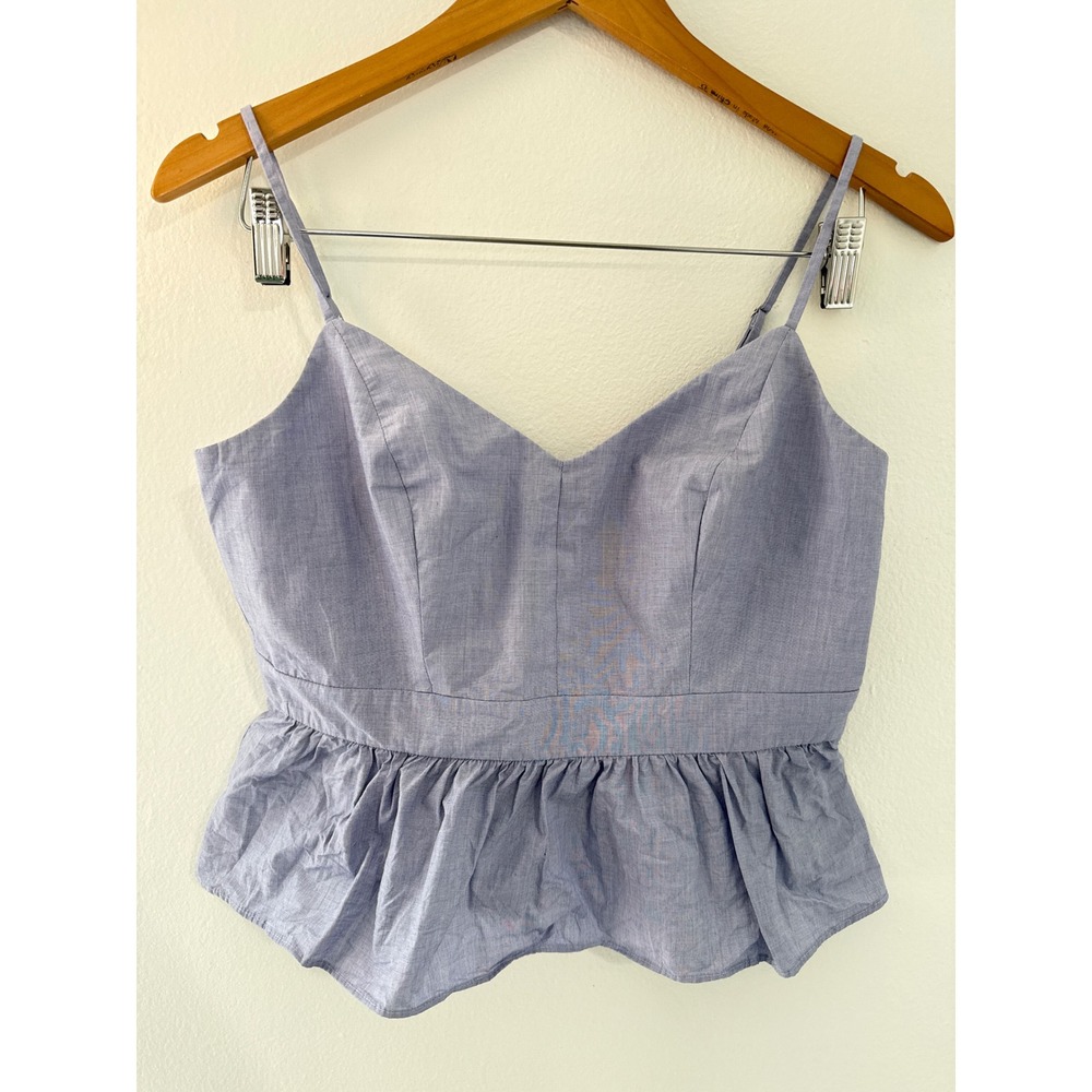 J. Crew Peplum V Neck Camisole Size 2 Ruffle Hem with Half Zip Closure Feminine